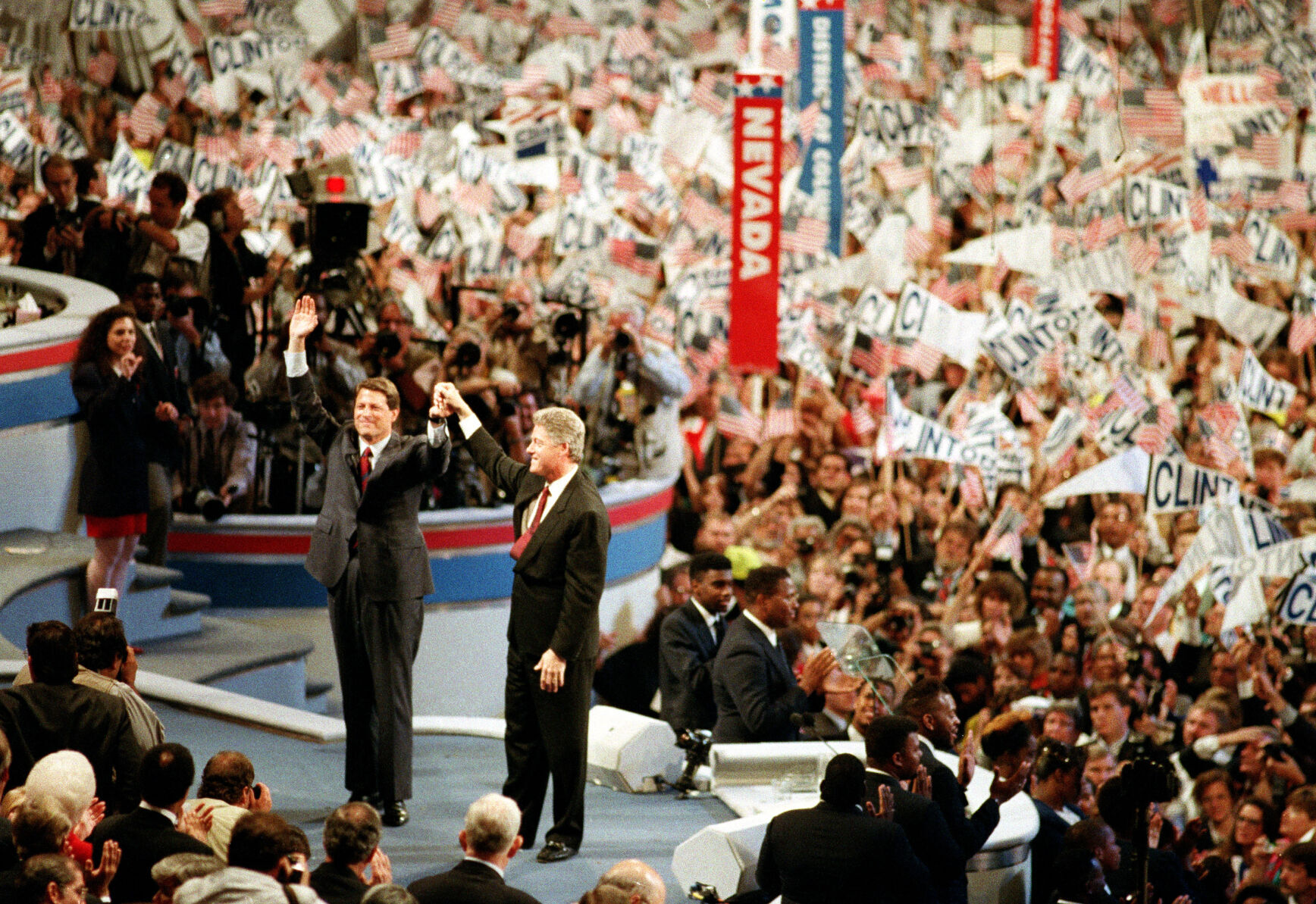 1992: Accepts Democratic nomination for president